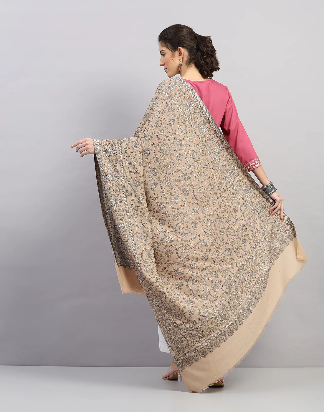 Women Multicolor Self Design   Shawl - Image 4