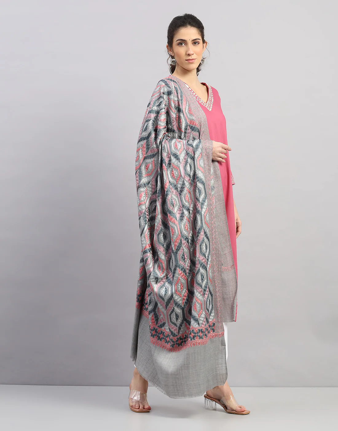 Women Multicolor Self Design   Shawl - Image 3