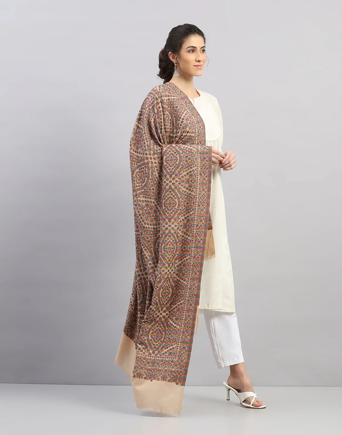 Women Multicolor Self Design   Shawl - Image 3