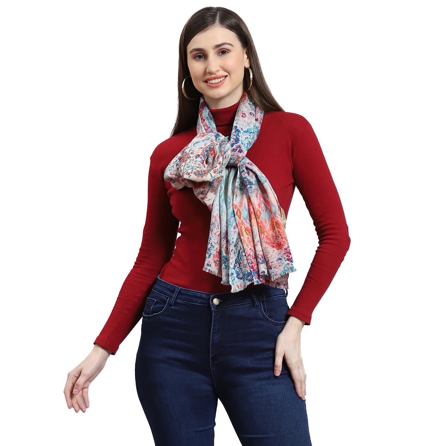 Women Multicolor Self Design Stole - Image 6