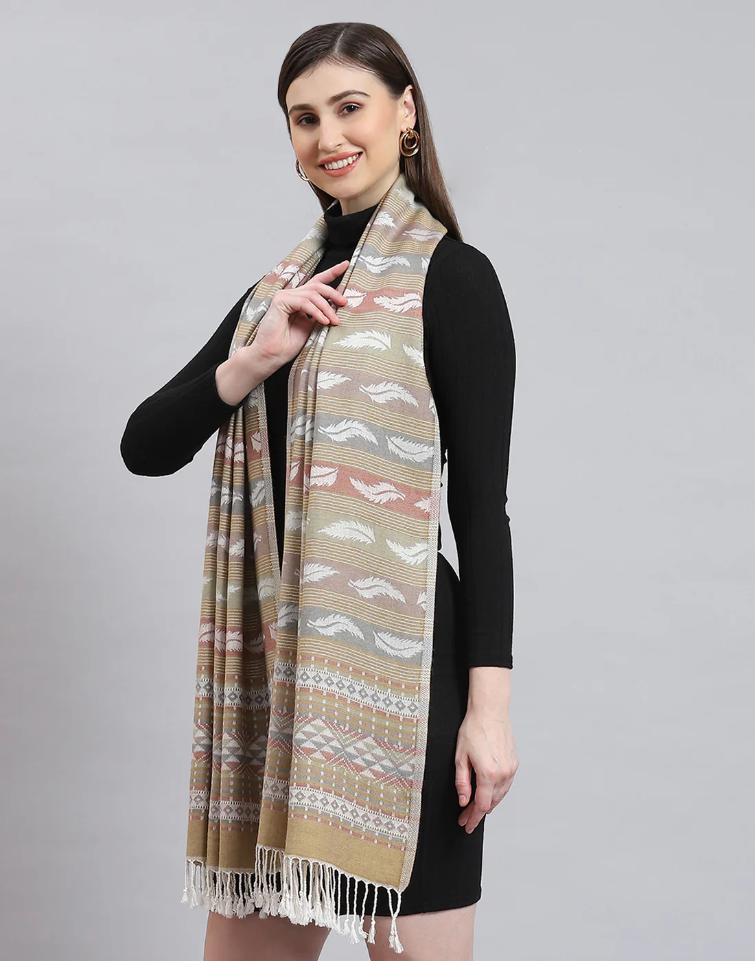 Women Multicolor Self Design Stole - Image 4