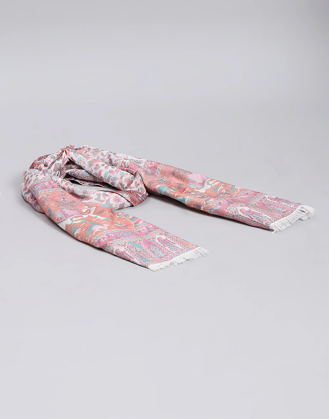 Women Multicolor Self Design Stole - Image 5