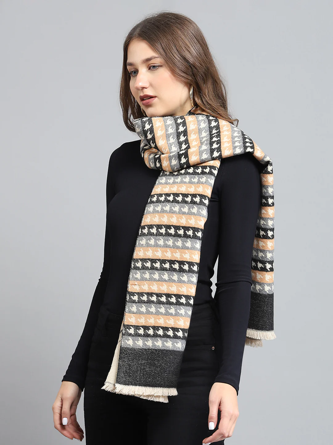 Women Multicolor Self Design Stole - Image 5