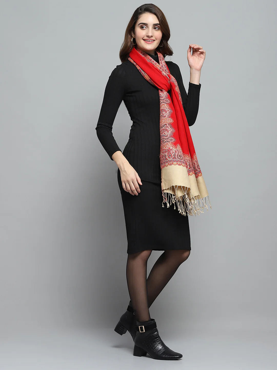Women Multicolor Self Design Stole - Image 3