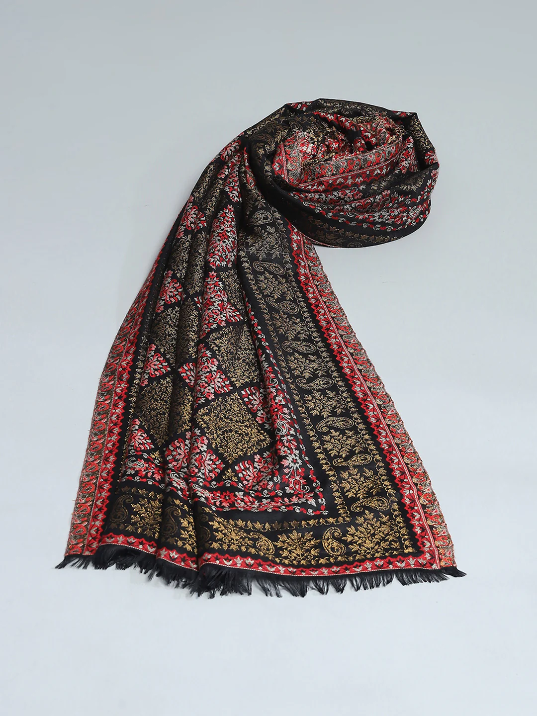 Women Multicolor Self Design Stole - Image 6