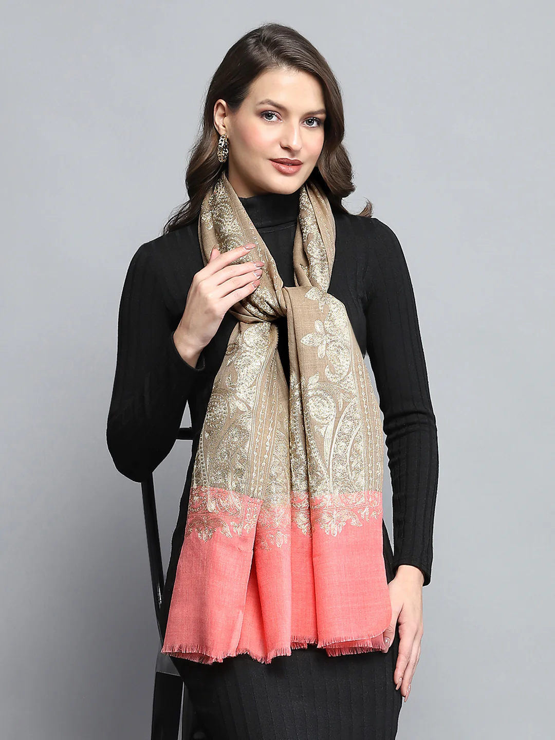 Women Multicolor Self Design Stole - Image 6