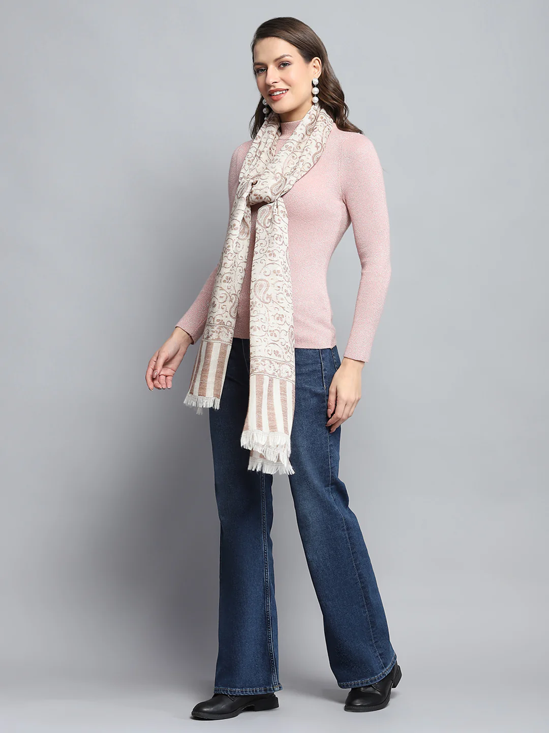 Women Multicolor Self Design Stole - Image 5
