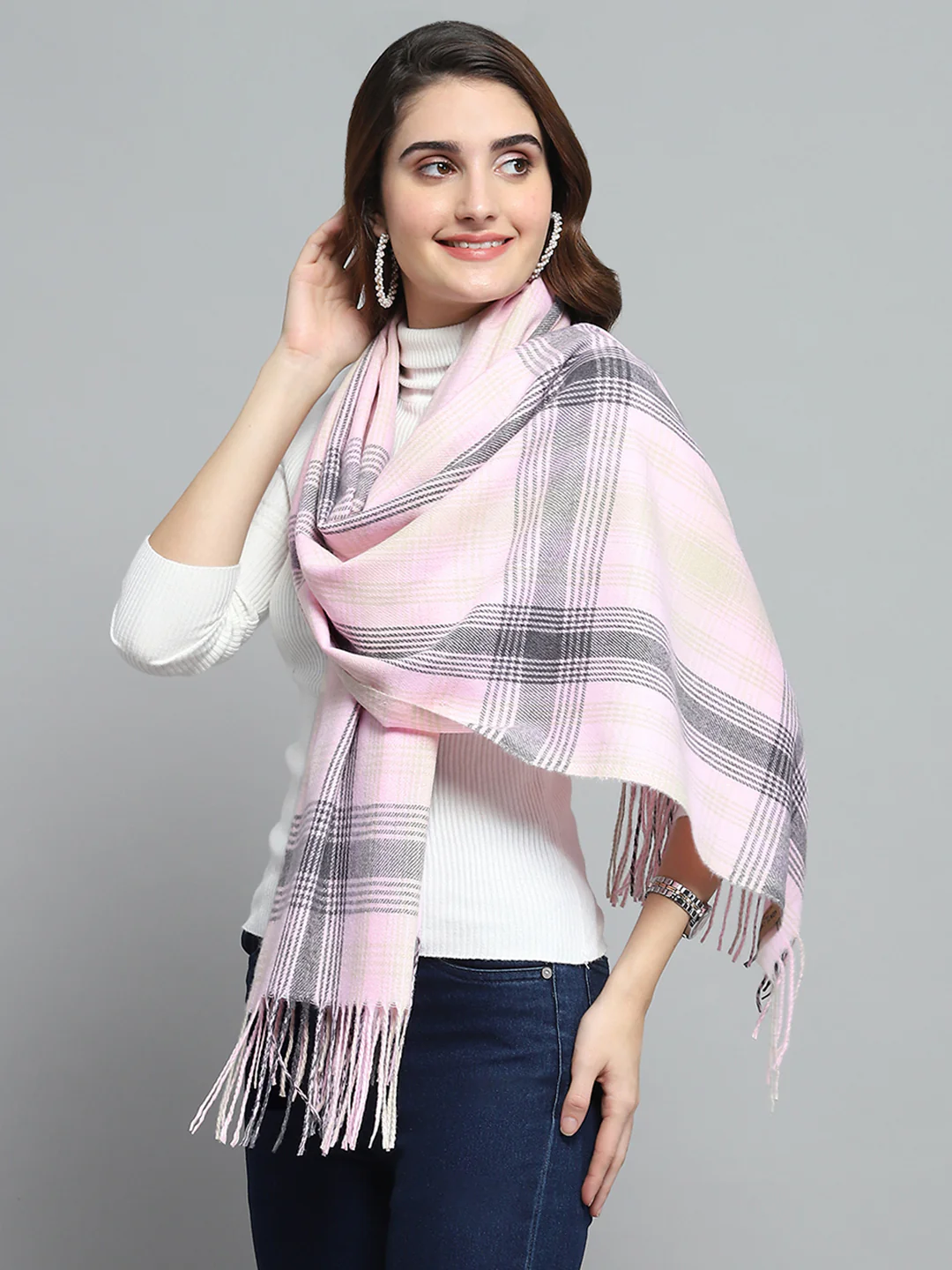 Women Multicolor Self Design Stole - Image 3