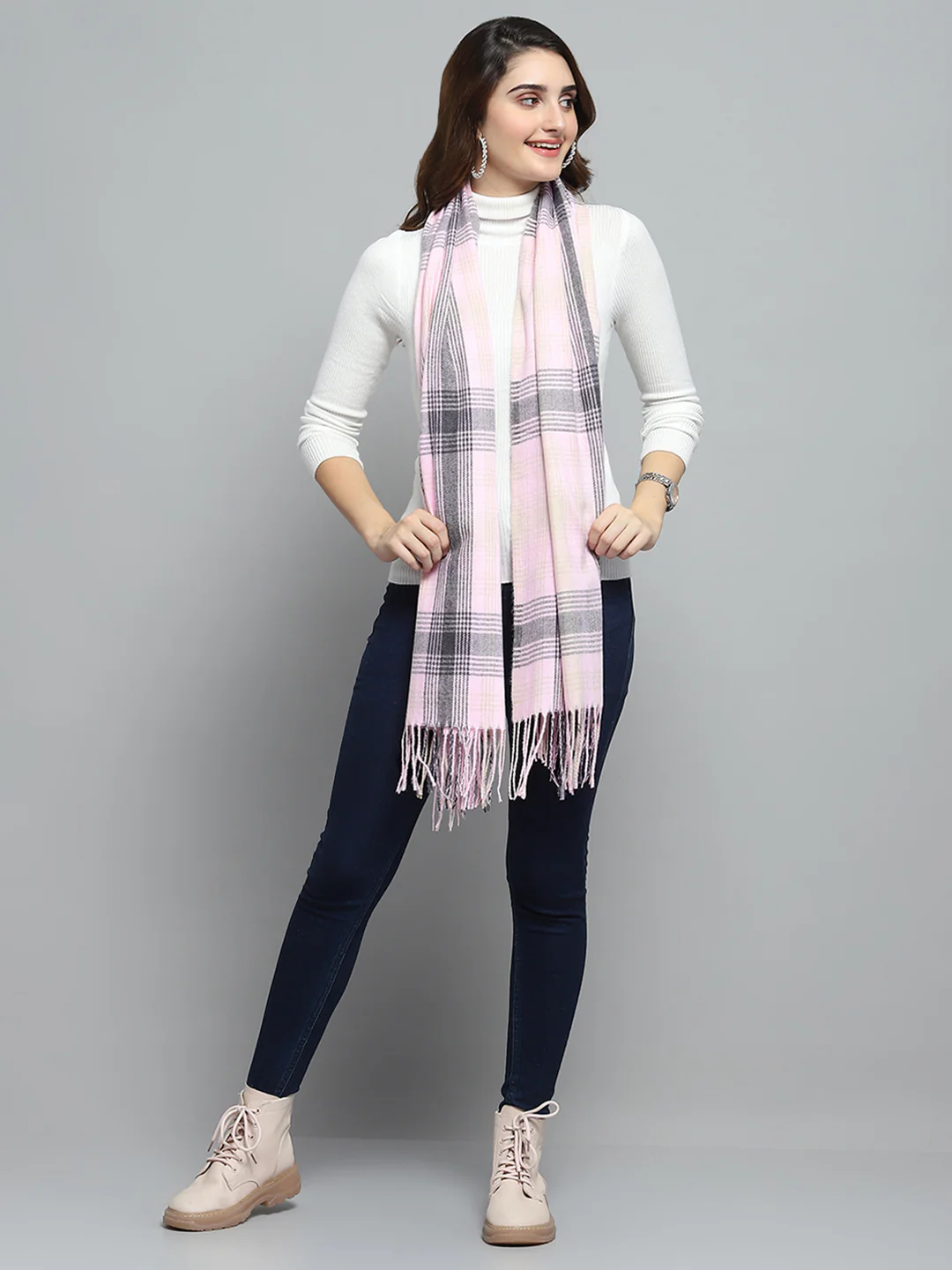 Women Multicolor Self Design Stole - Image 5