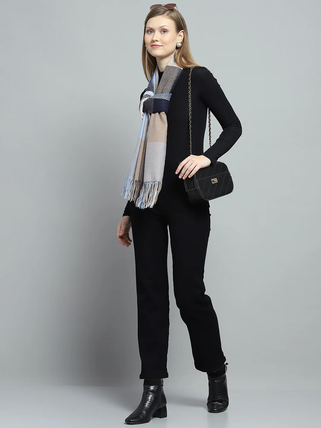 Women Multicolor Self Design Stole - Image 2