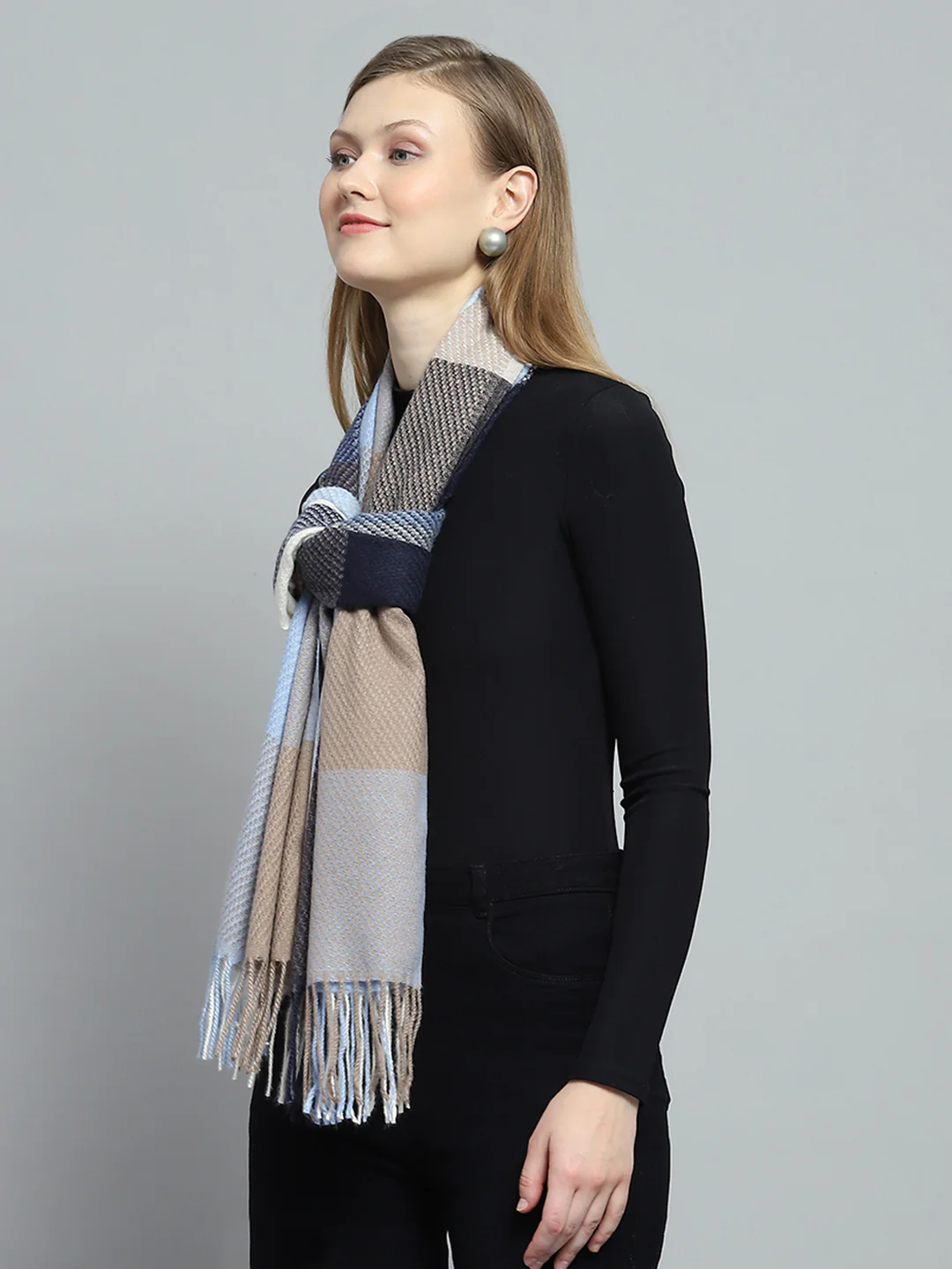 Women Multicolor Self Design Stole - Image 3