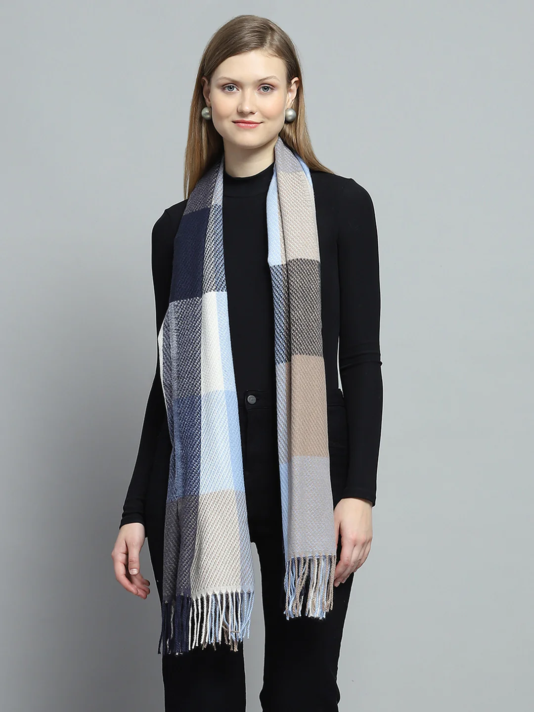 Women Multicolor Self Design Stole - Image 5