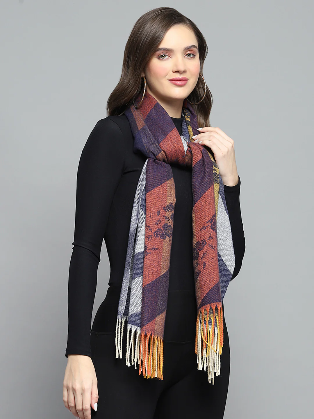 Women Multicolor Self Design Stole - Image 5