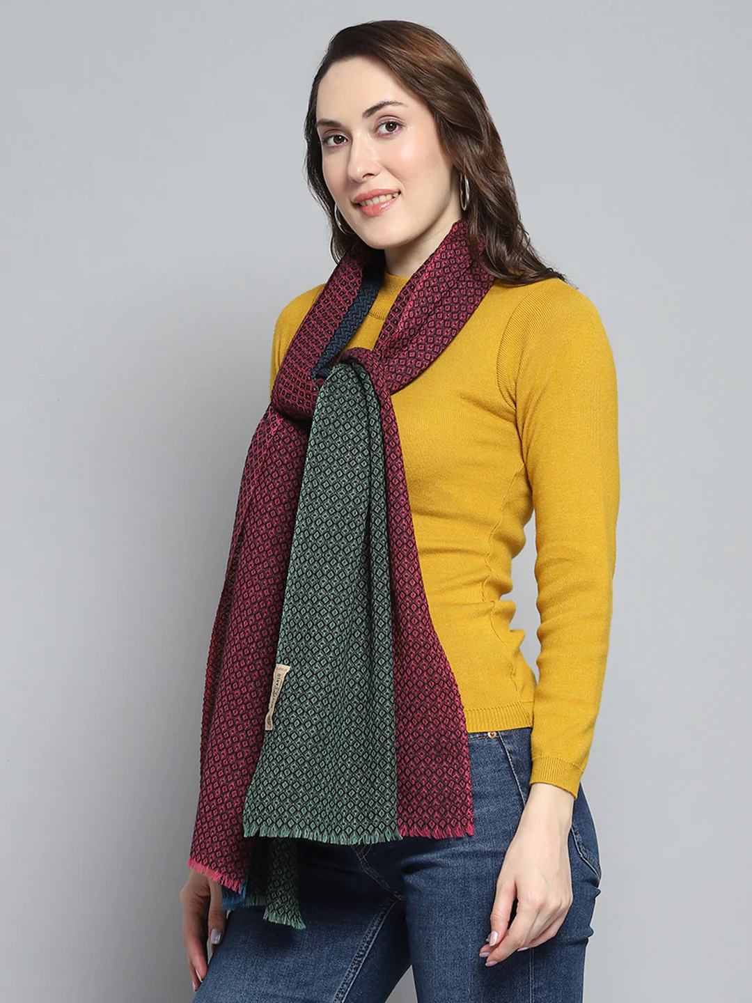Women Multicolor Self Design Stole - Image 3