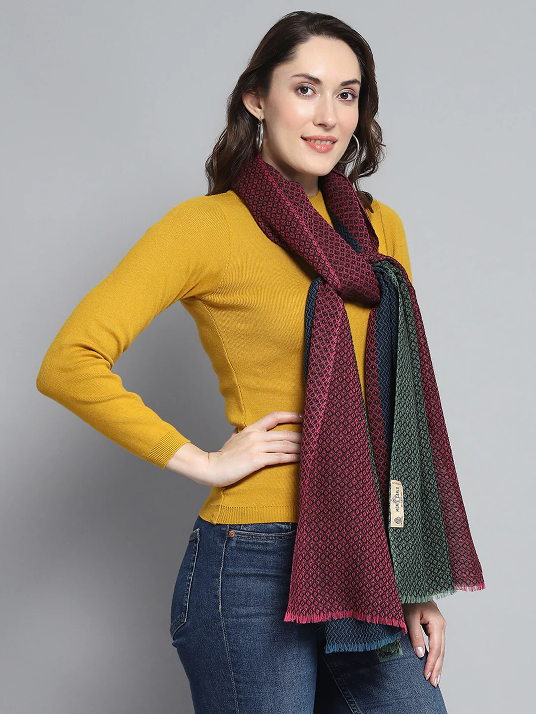 Women Multicolor Self Design Stole - Image 4