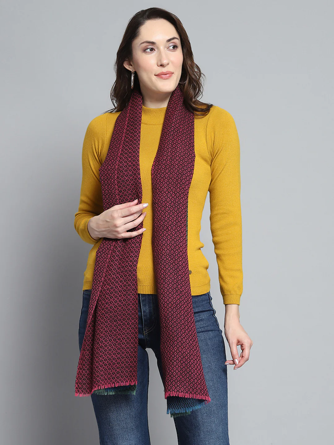 Women Multicolor Self Design Stole - Image 5