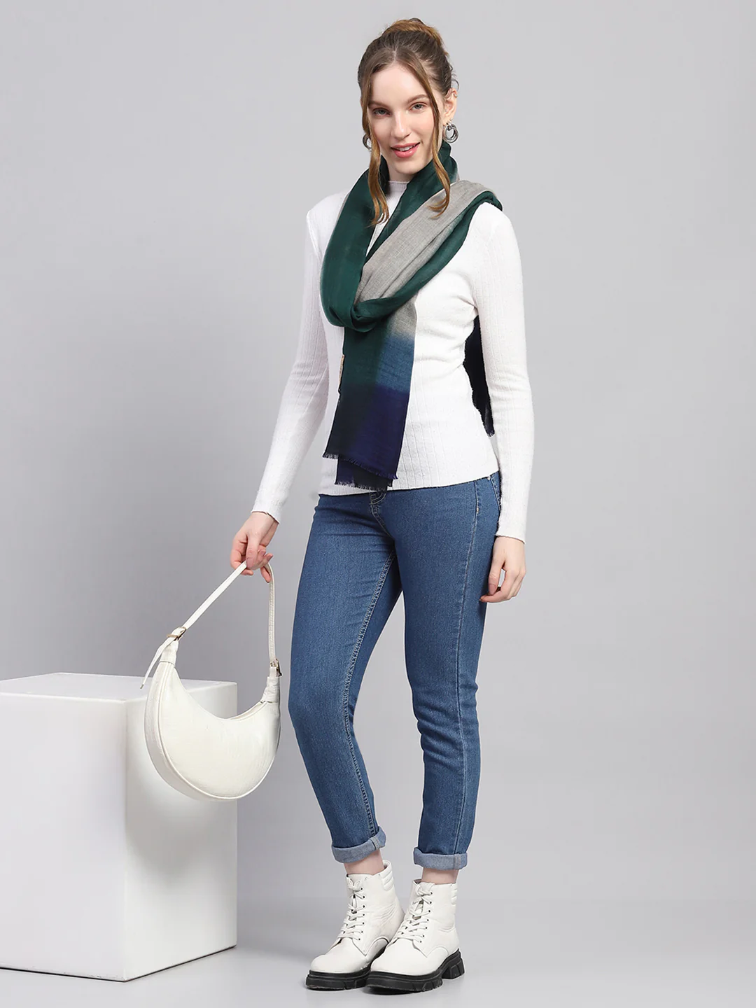 Women Multicolor Self Design Stole - Image 2