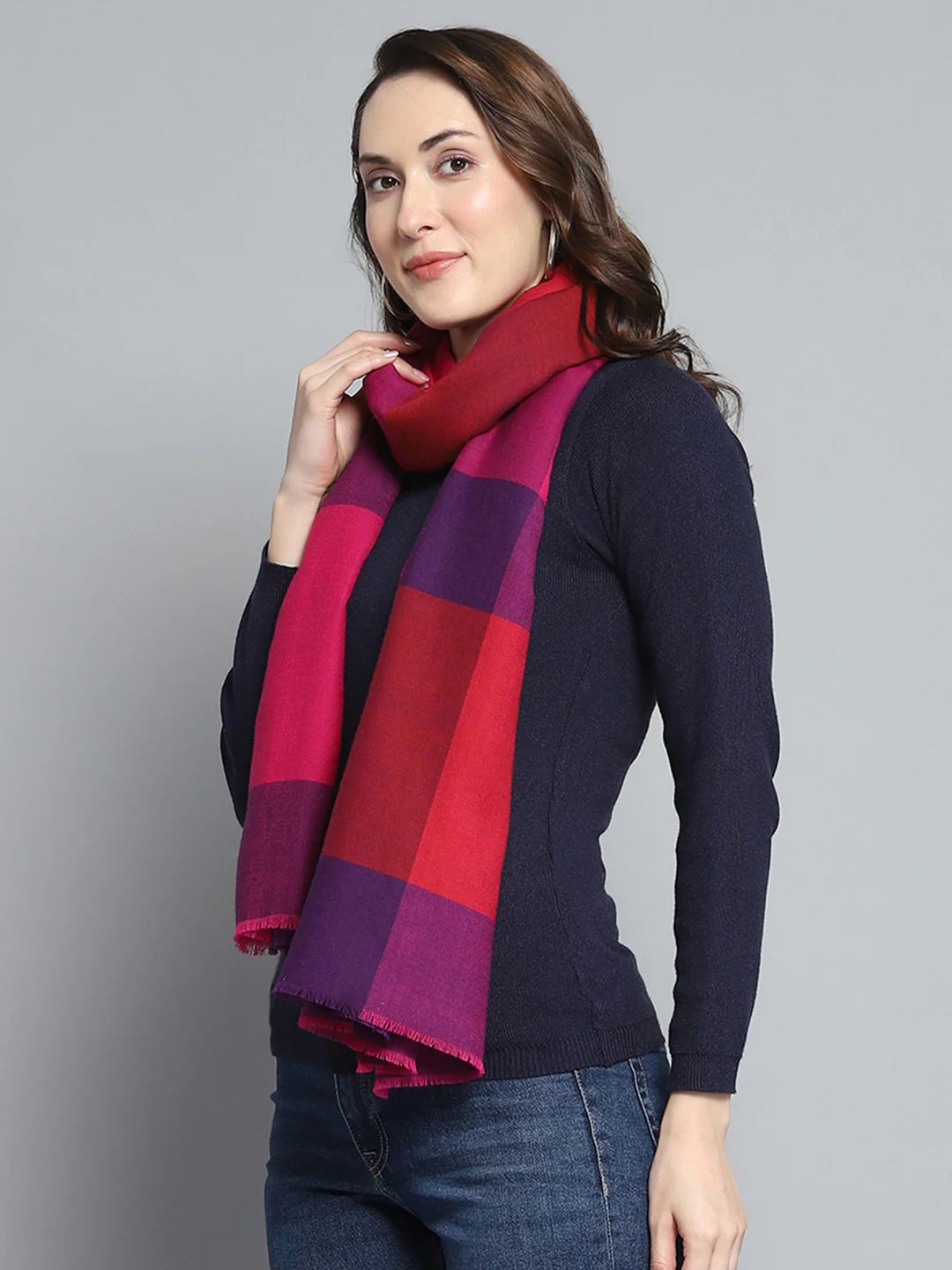 Women Multicolor Self Design Stole - Image 3