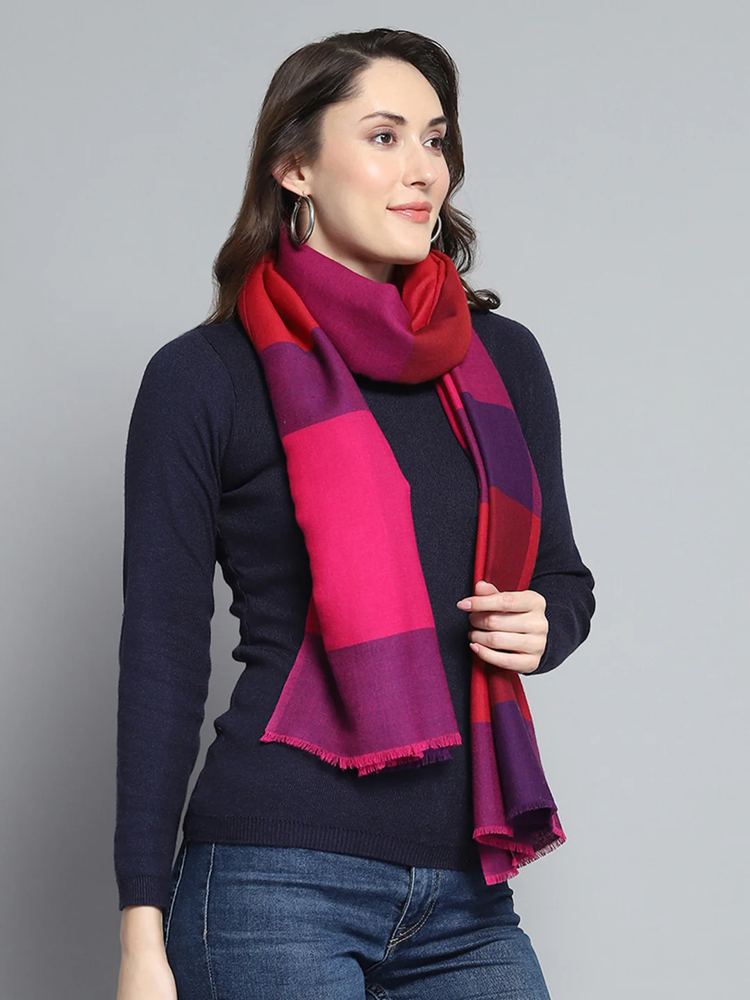 Women Multicolor Self Design Stole - Image 4