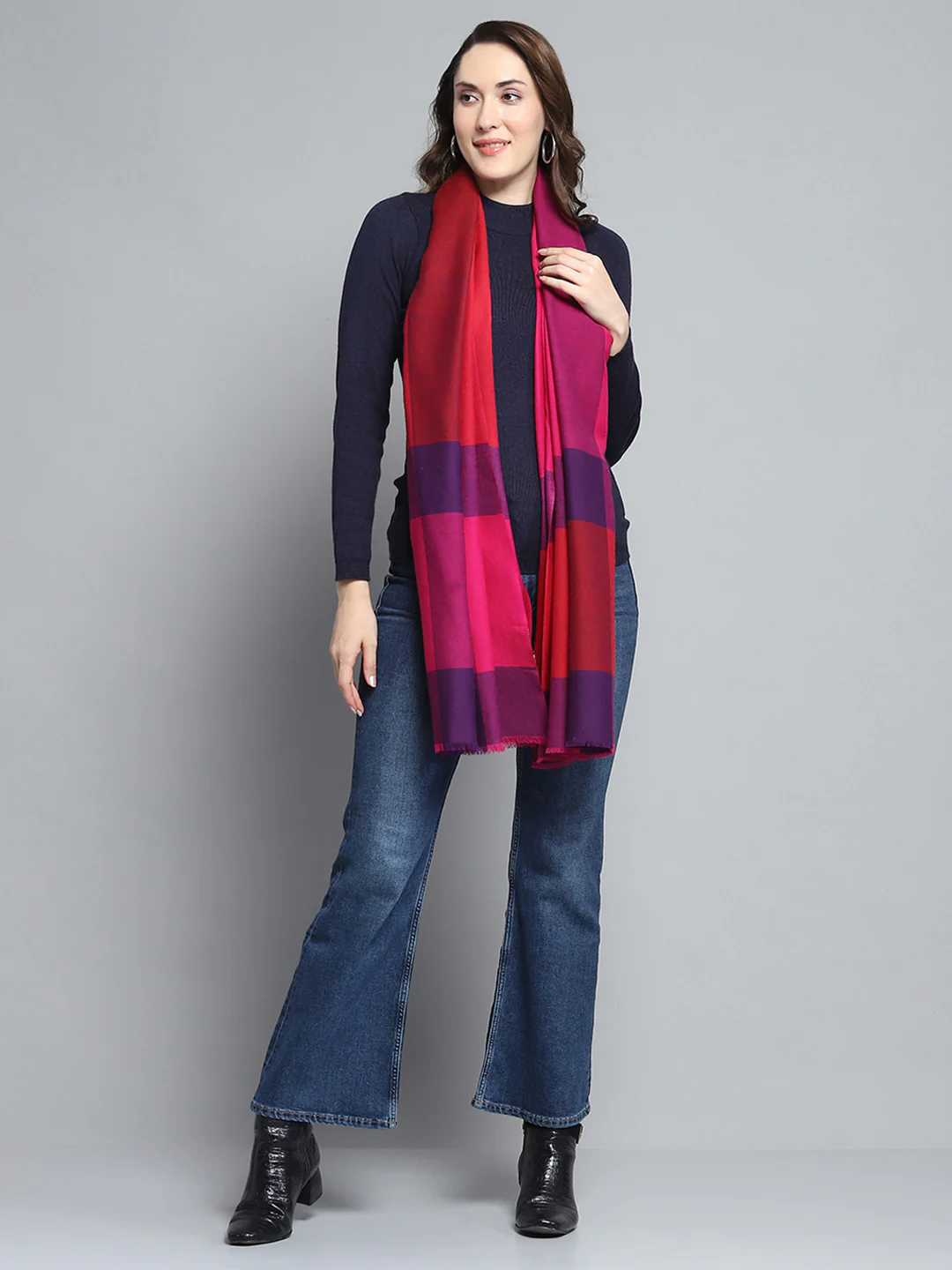 Women Multicolor Self Design Stole - Image 5