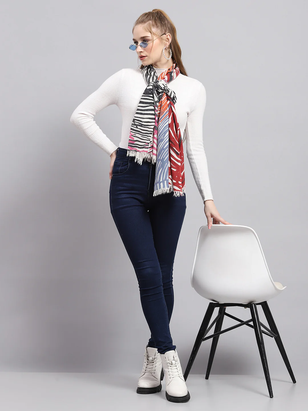 Women Multicolor Self Design Stole - Image 2