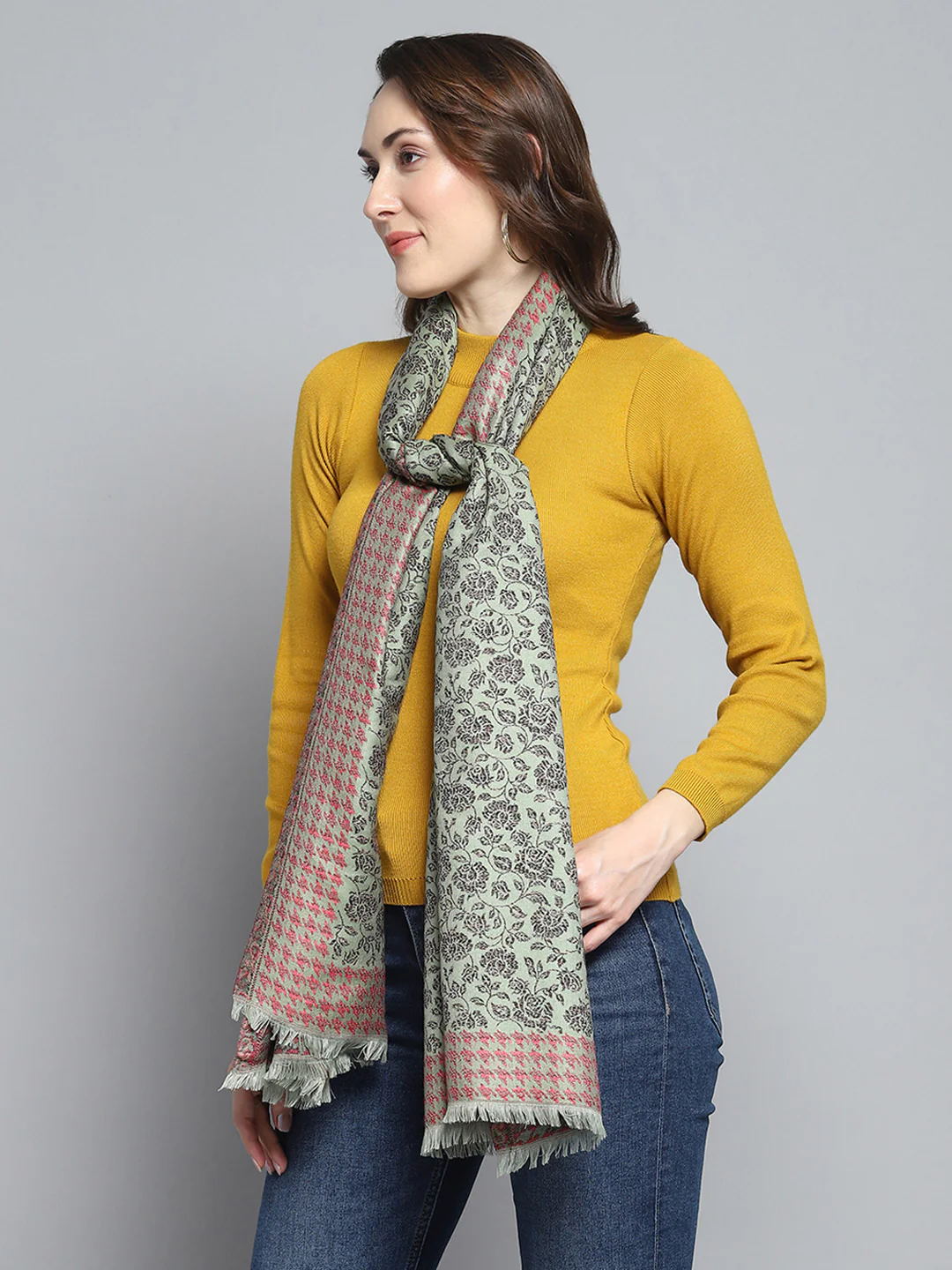 Women Multicolor Self Design Stole - Image 3