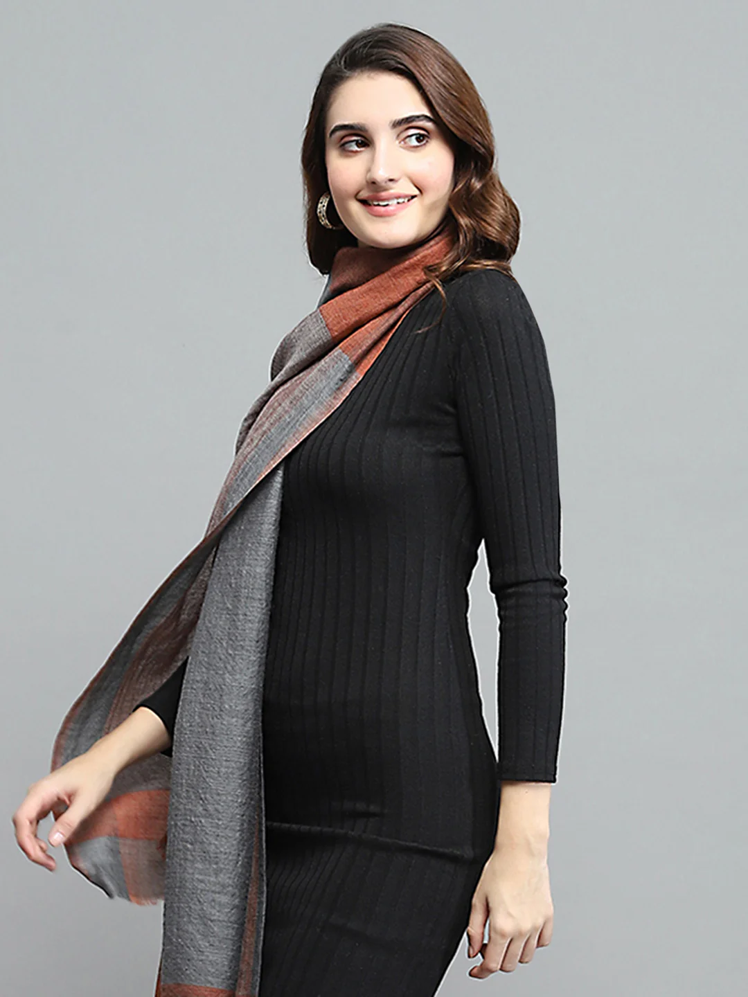 Women Multicolor Self Design Stole - Image 6