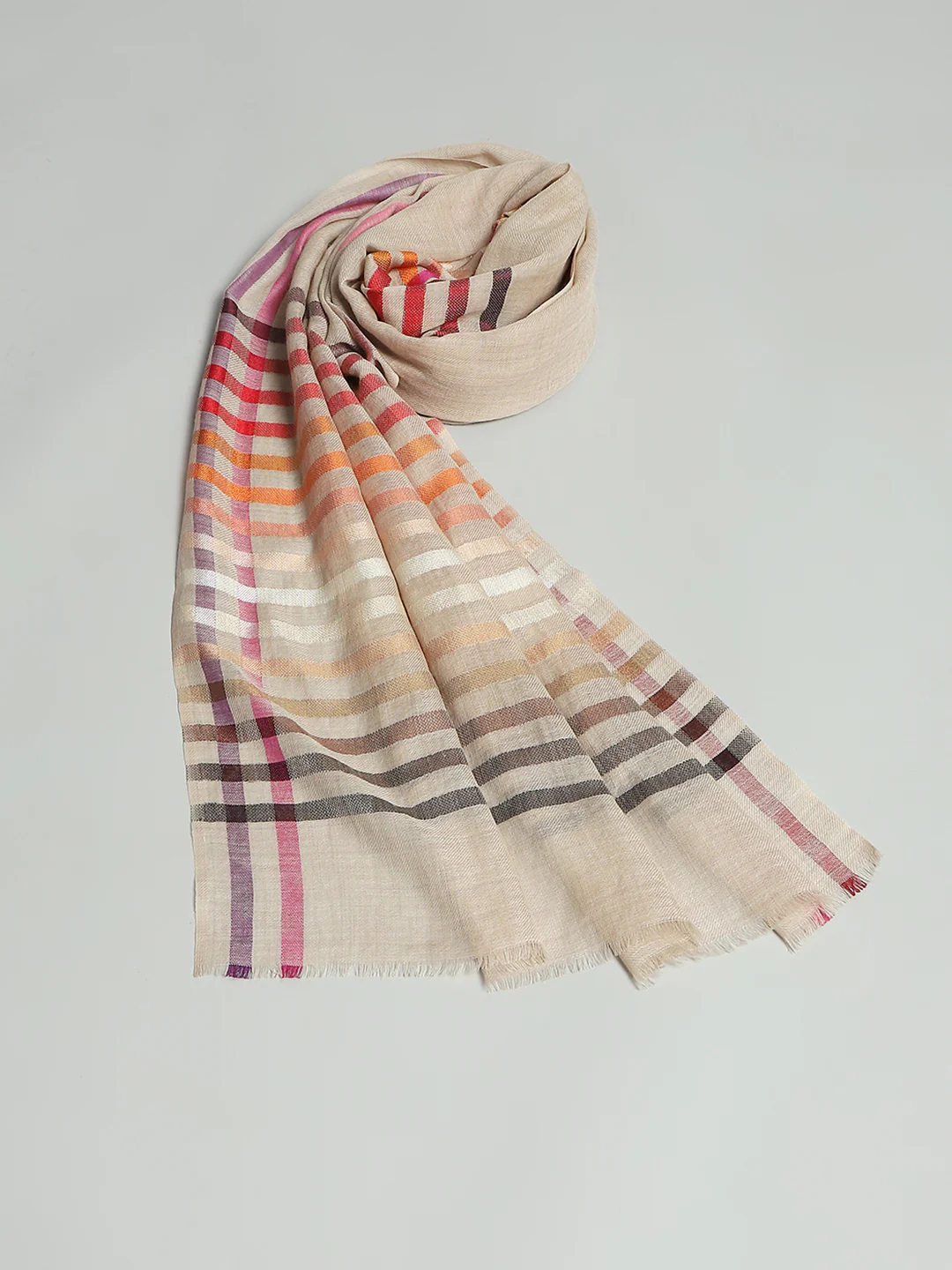 Women Multicolor Self Design Stole - Image 6