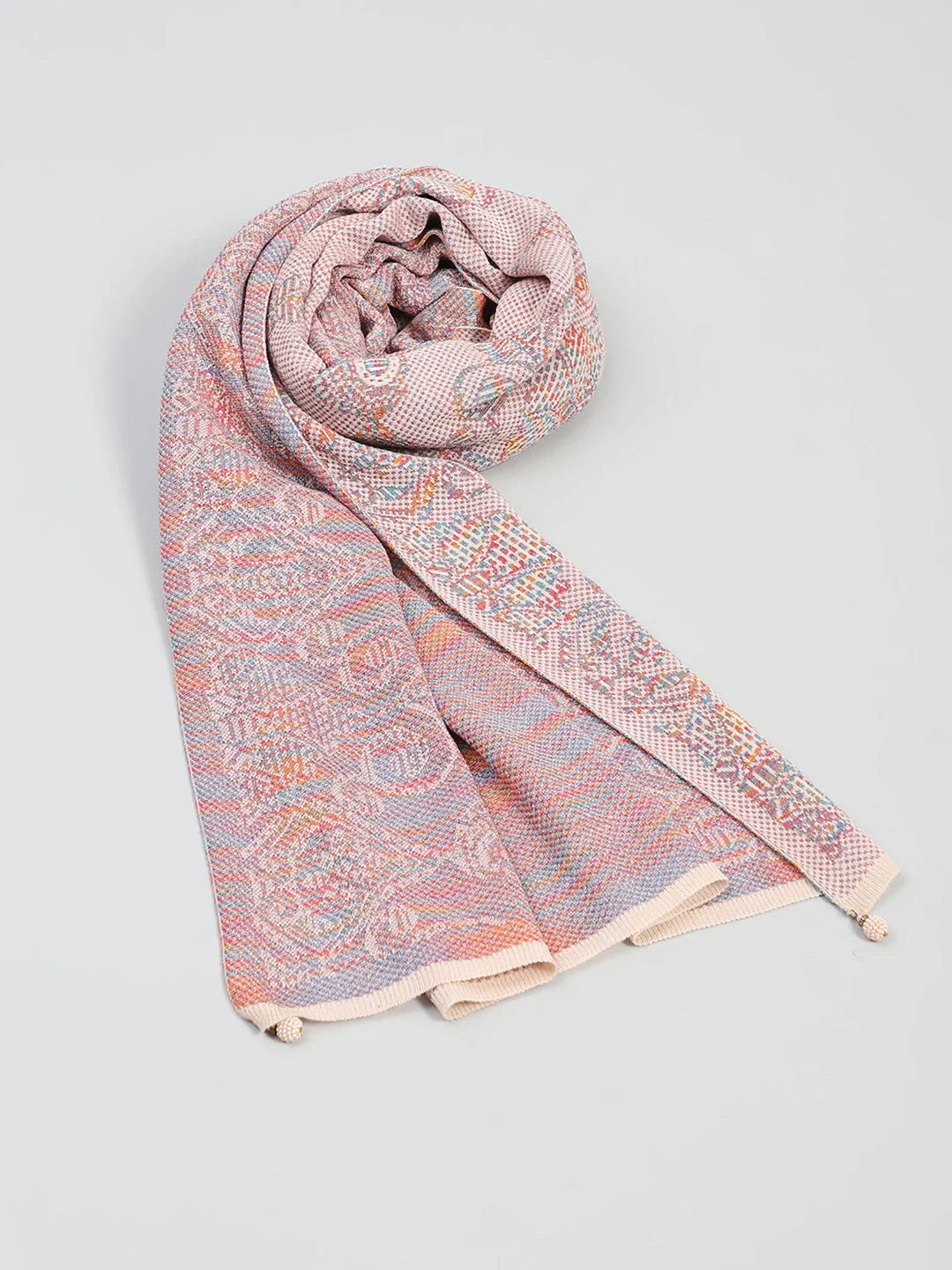 Women Multicolor Self Design Stole - Image 5
