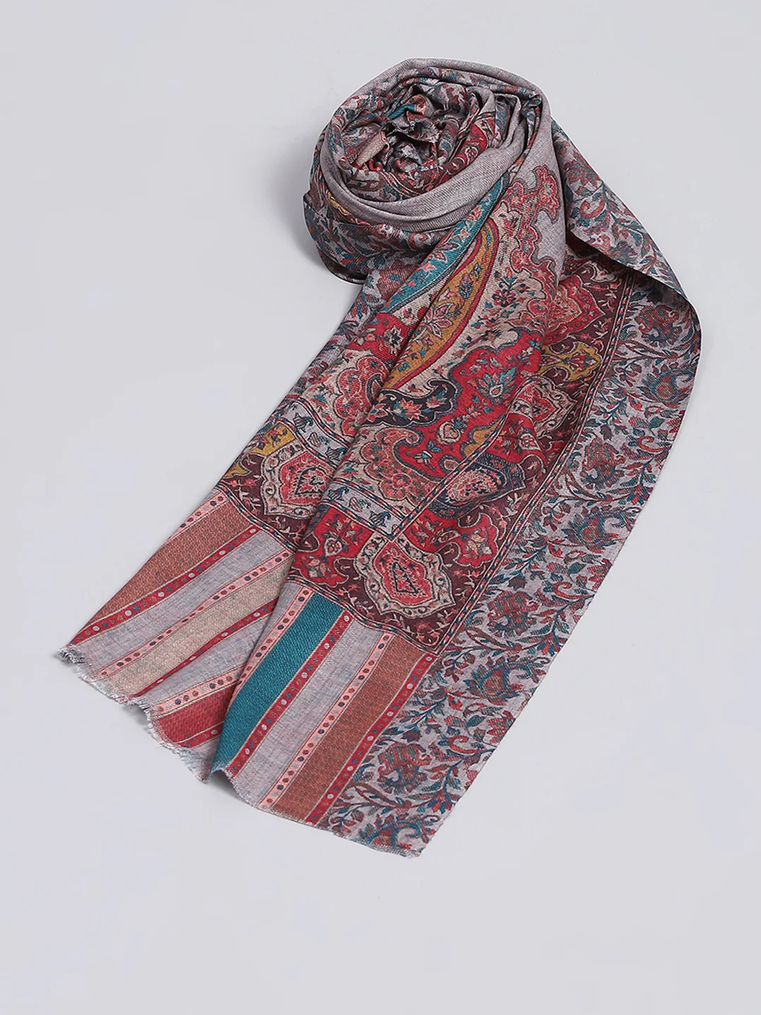 Women Multicolor Self Design Stole - Image 6