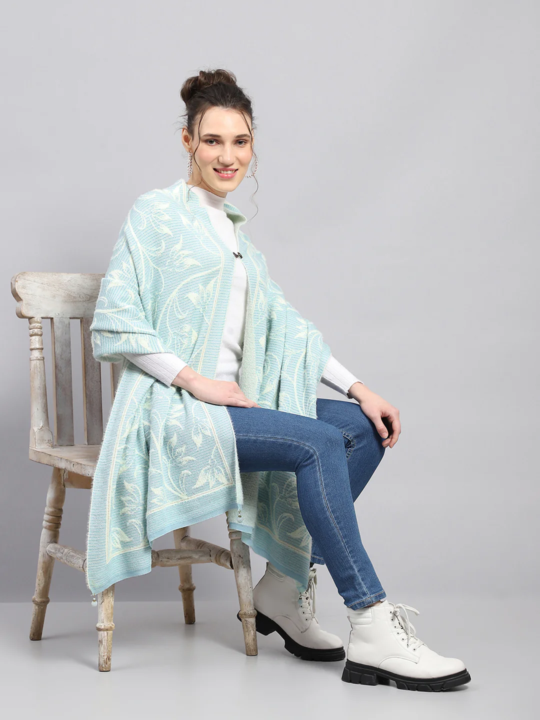 Women Multicolor Self Design Stole - Image 2
