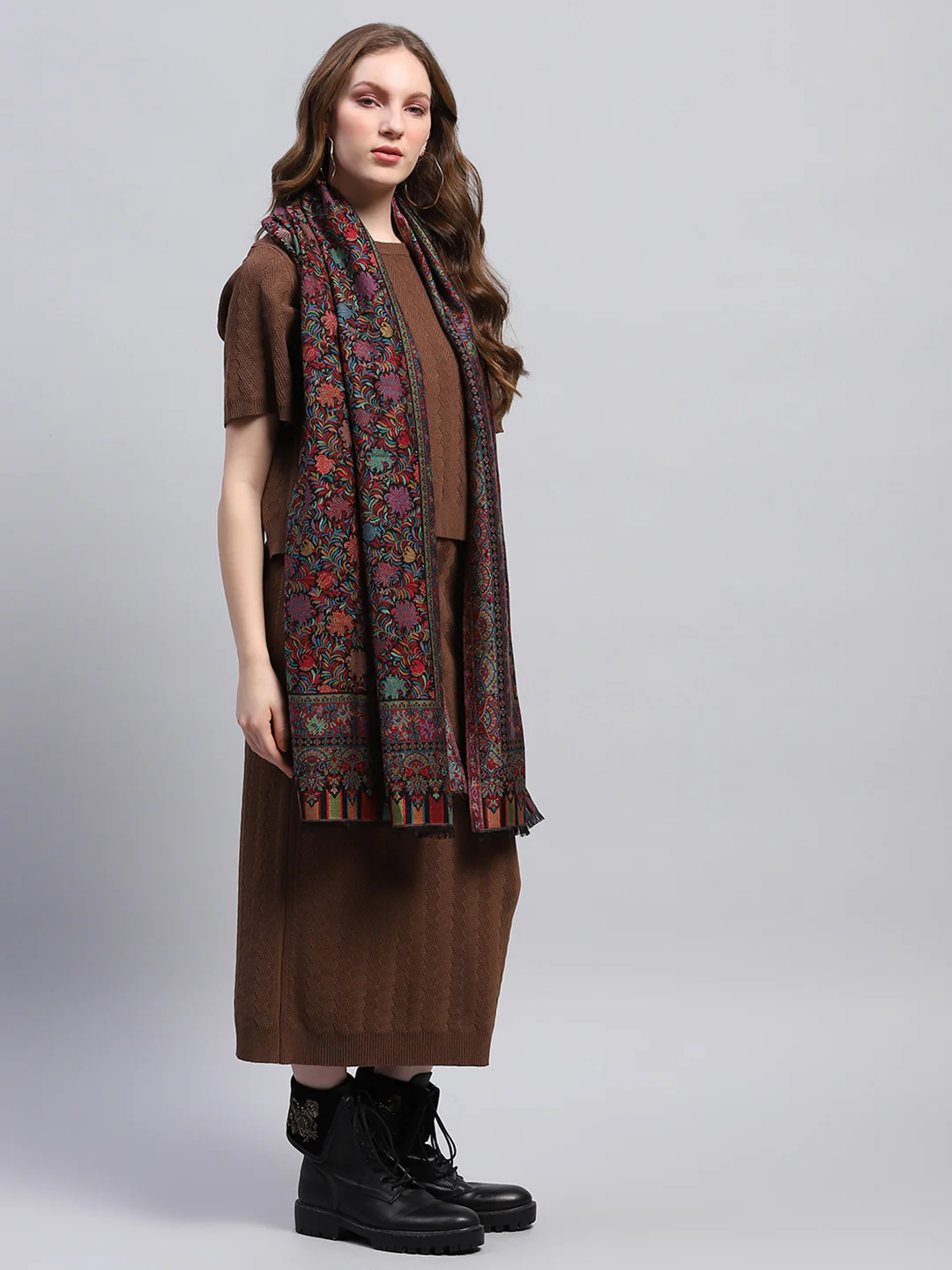 Women Multicolor Self Design Stole - Image 4