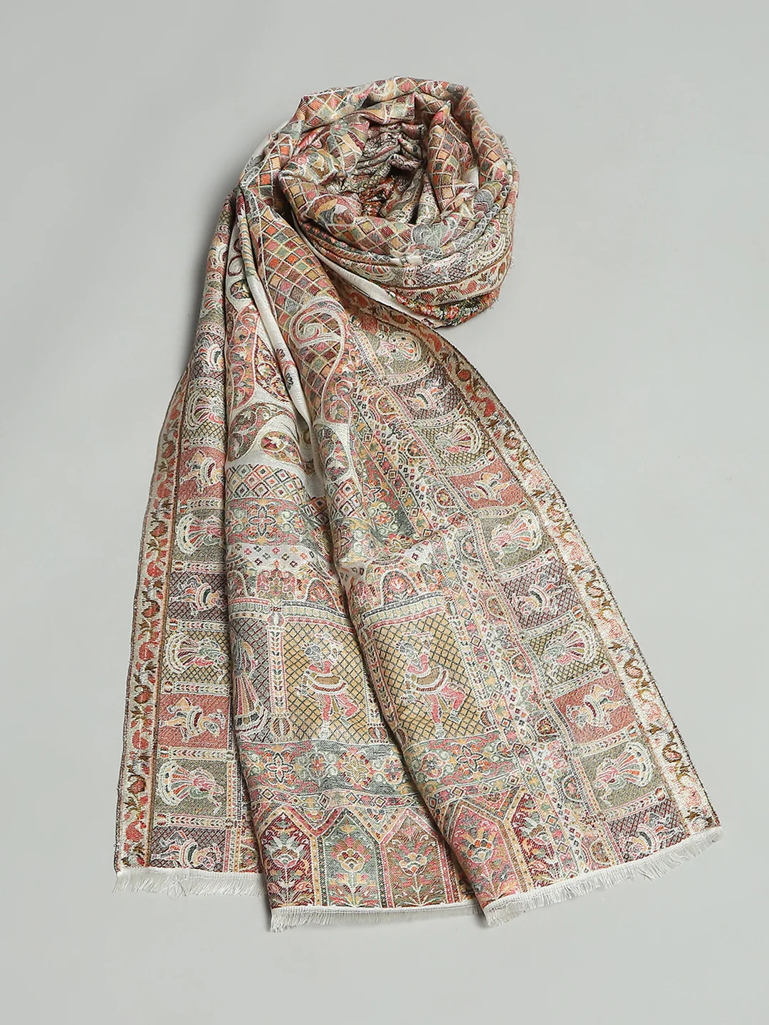 Women Multicolor Self Design Stole - Image 6