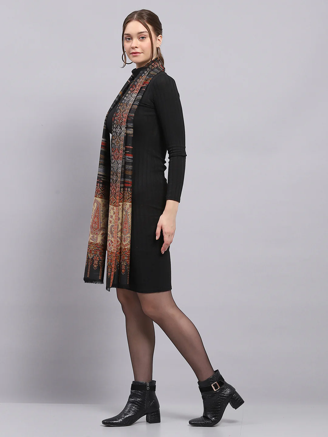 Women Multicolor Self Design Stole - Image 3