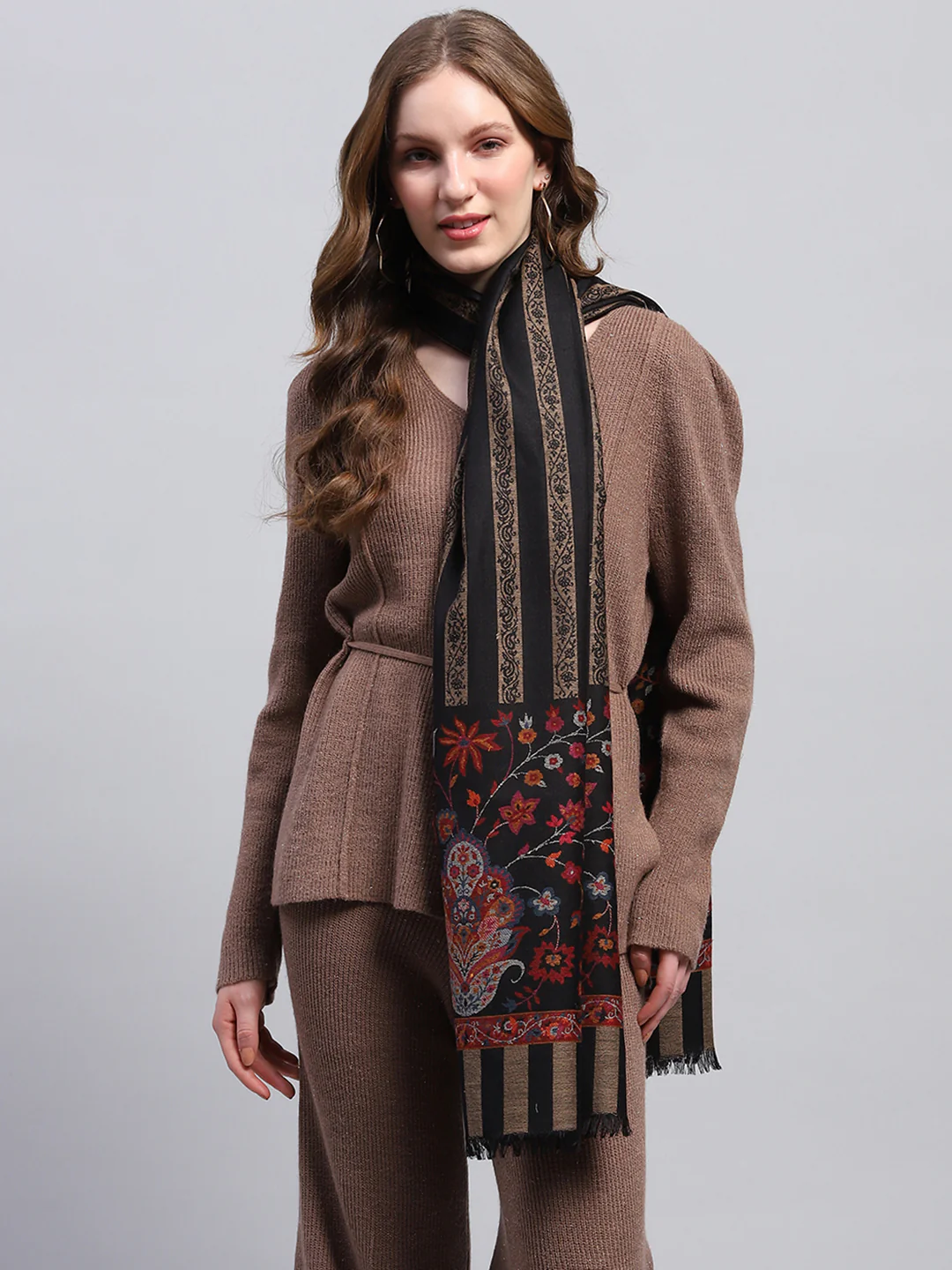Women Multicolor Self Design Stole - Image 3