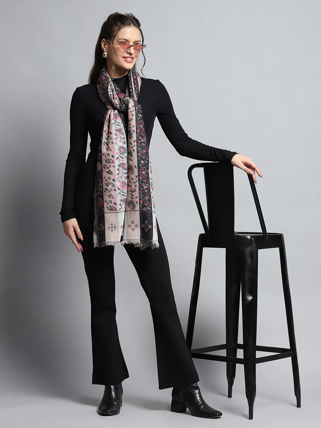 Women Multicolor Self Design Stole - Image 2