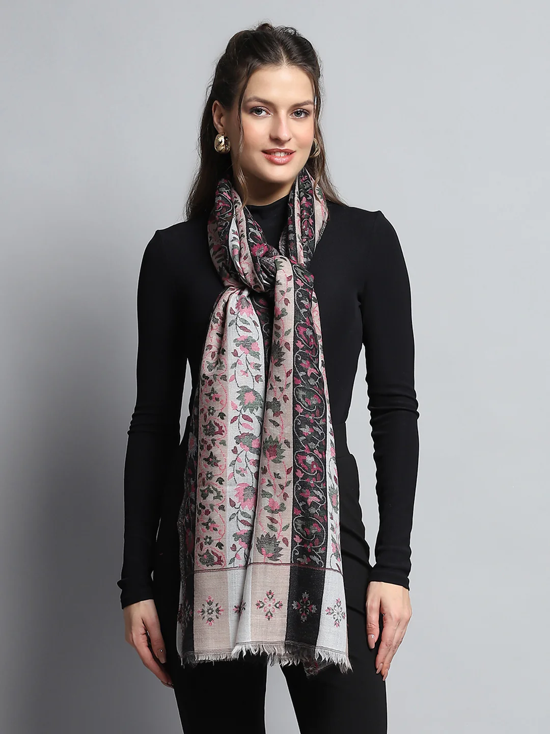 Women Multicolor Self Design Stole - Image 3
