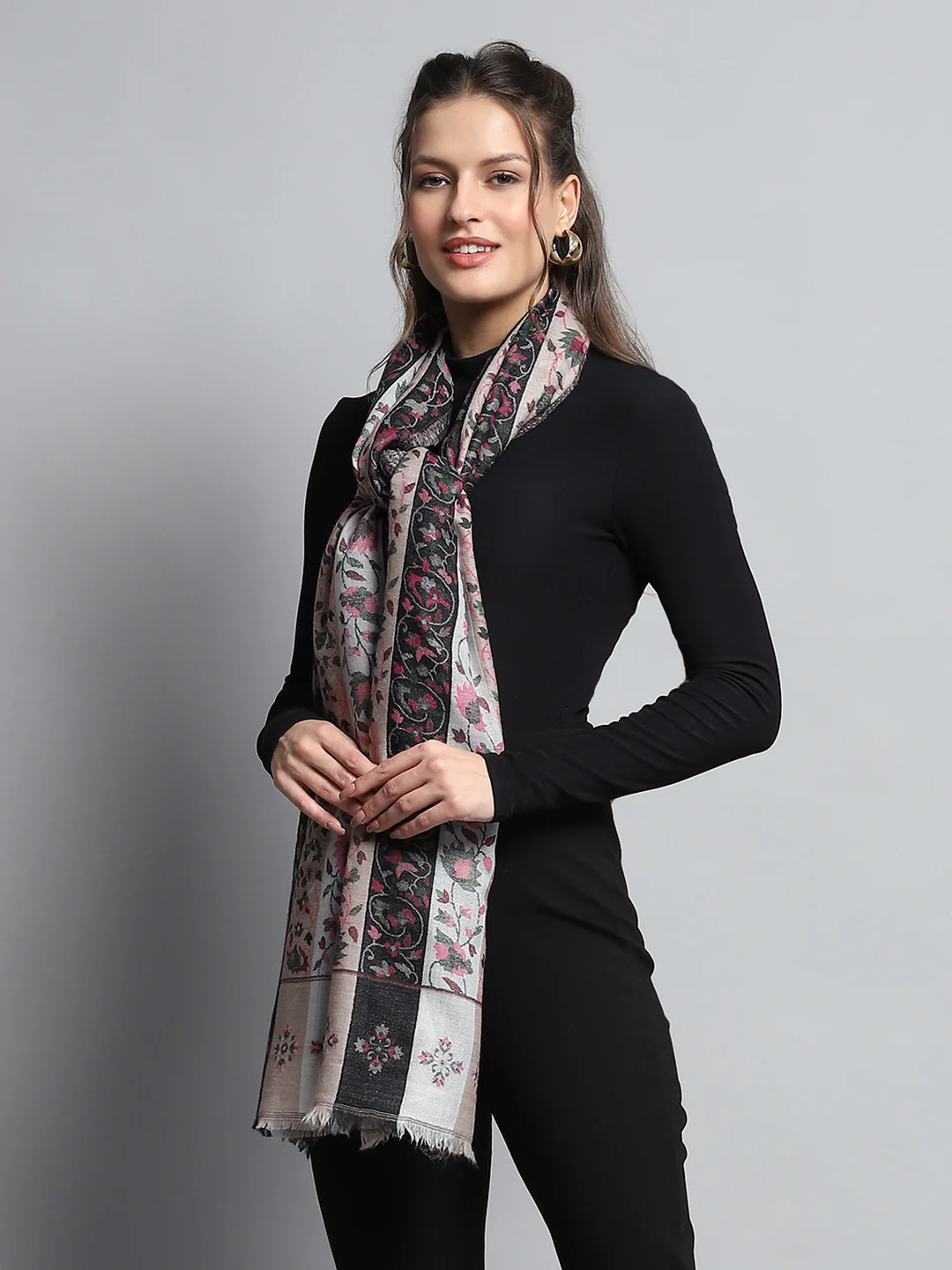 Women Multicolor Self Design Stole - Image 4