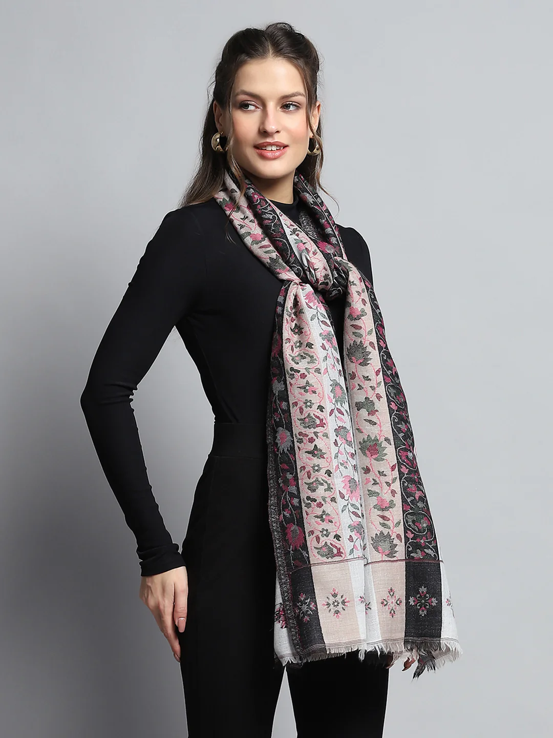 Women Multicolor Self Design Stole - Image 5