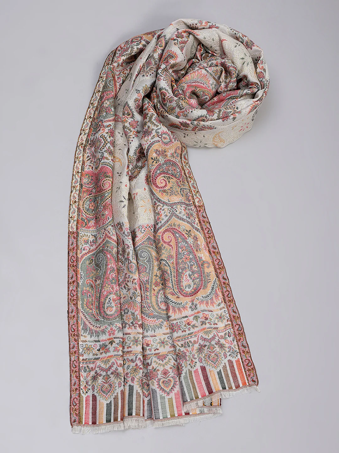 Women Multicolor Self Design Stole - Image 6