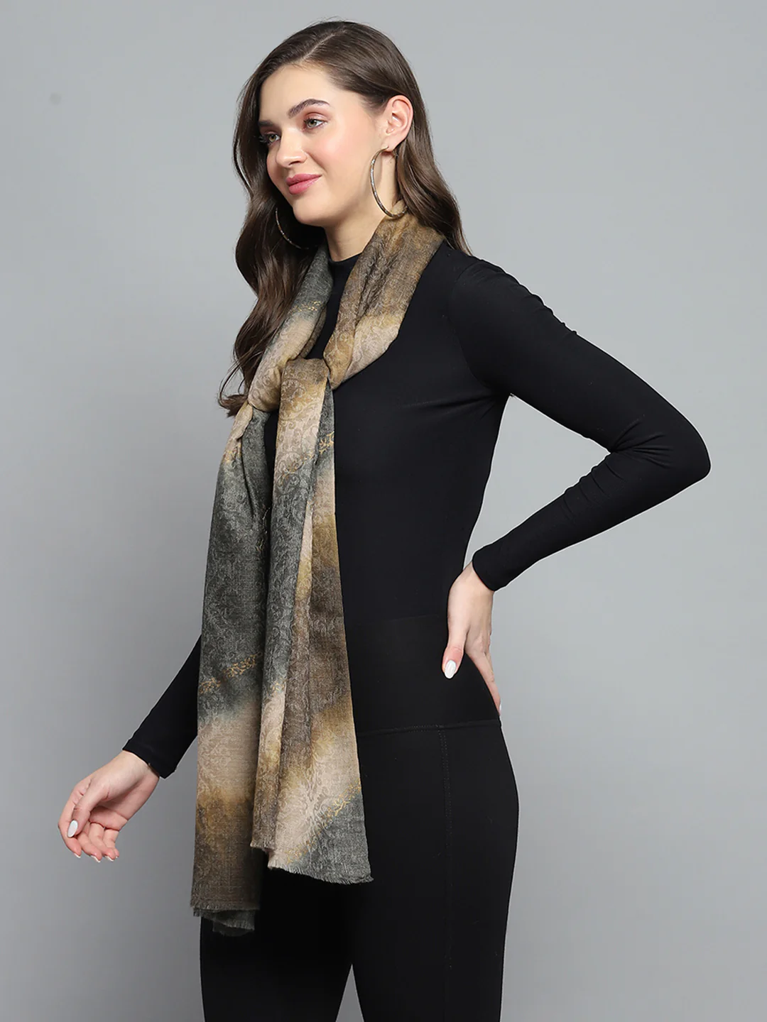 Women Multicolor Self Design Stole - Image 4