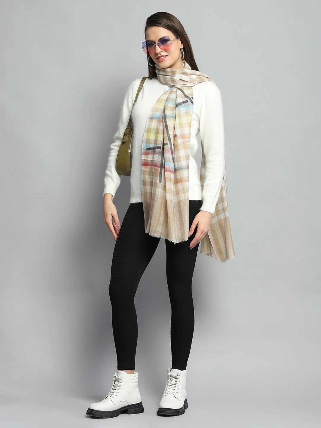 Women Multicolor Self Design Stole - Image 2