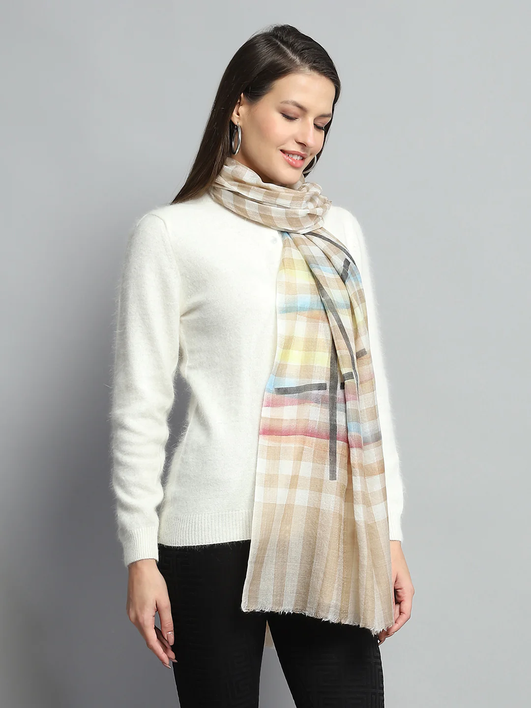 Women Multicolor Self Design Stole - Image 5