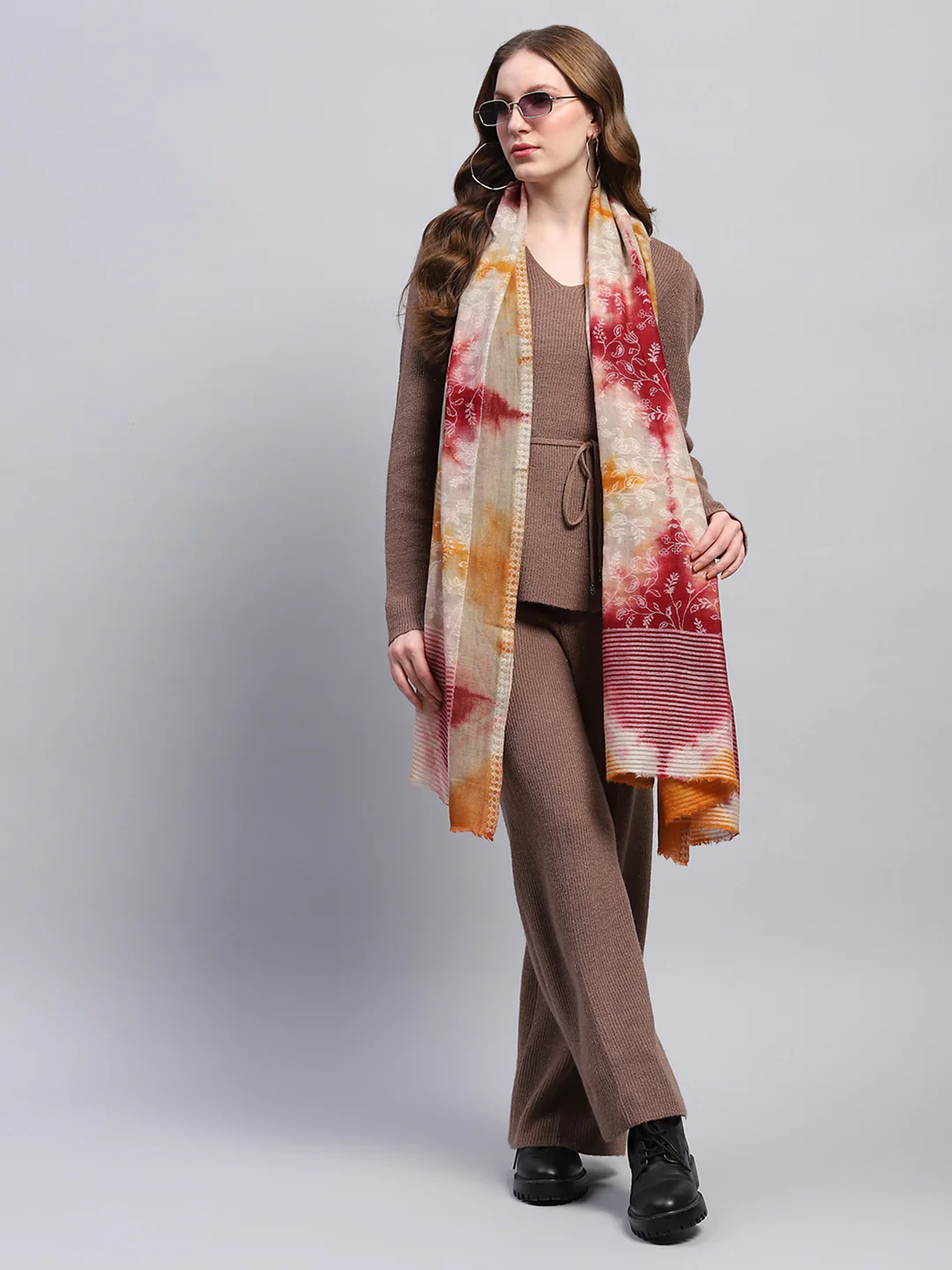 Women Multicolor Self Design Stole - Image 2