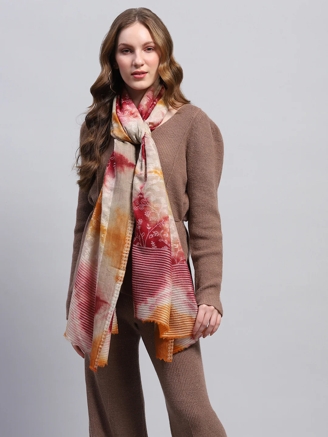 Women Multicolor Self Design Stole - Image 3