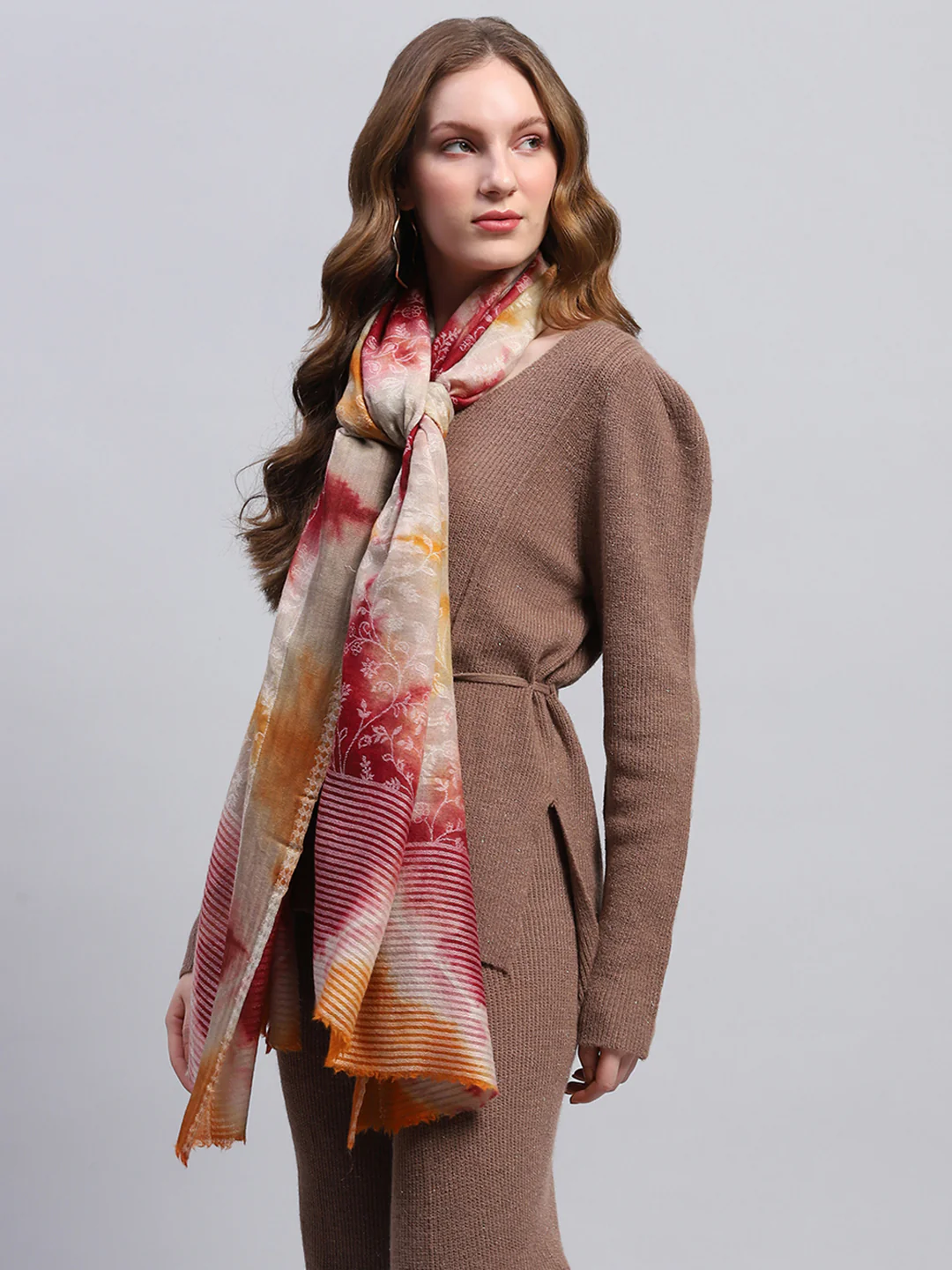 Women Multicolor Self Design Stole - Image 4