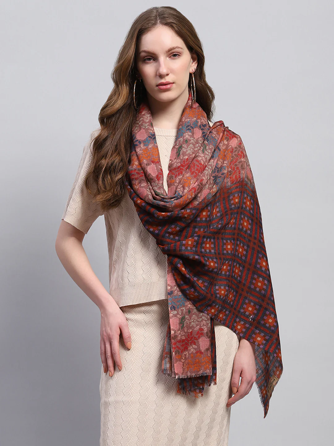 Women Multicolor Self Design Stole - Image 3
