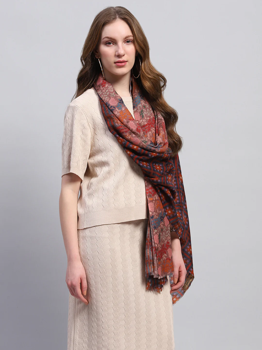 Women Multicolor Self Design Stole - Image 5
