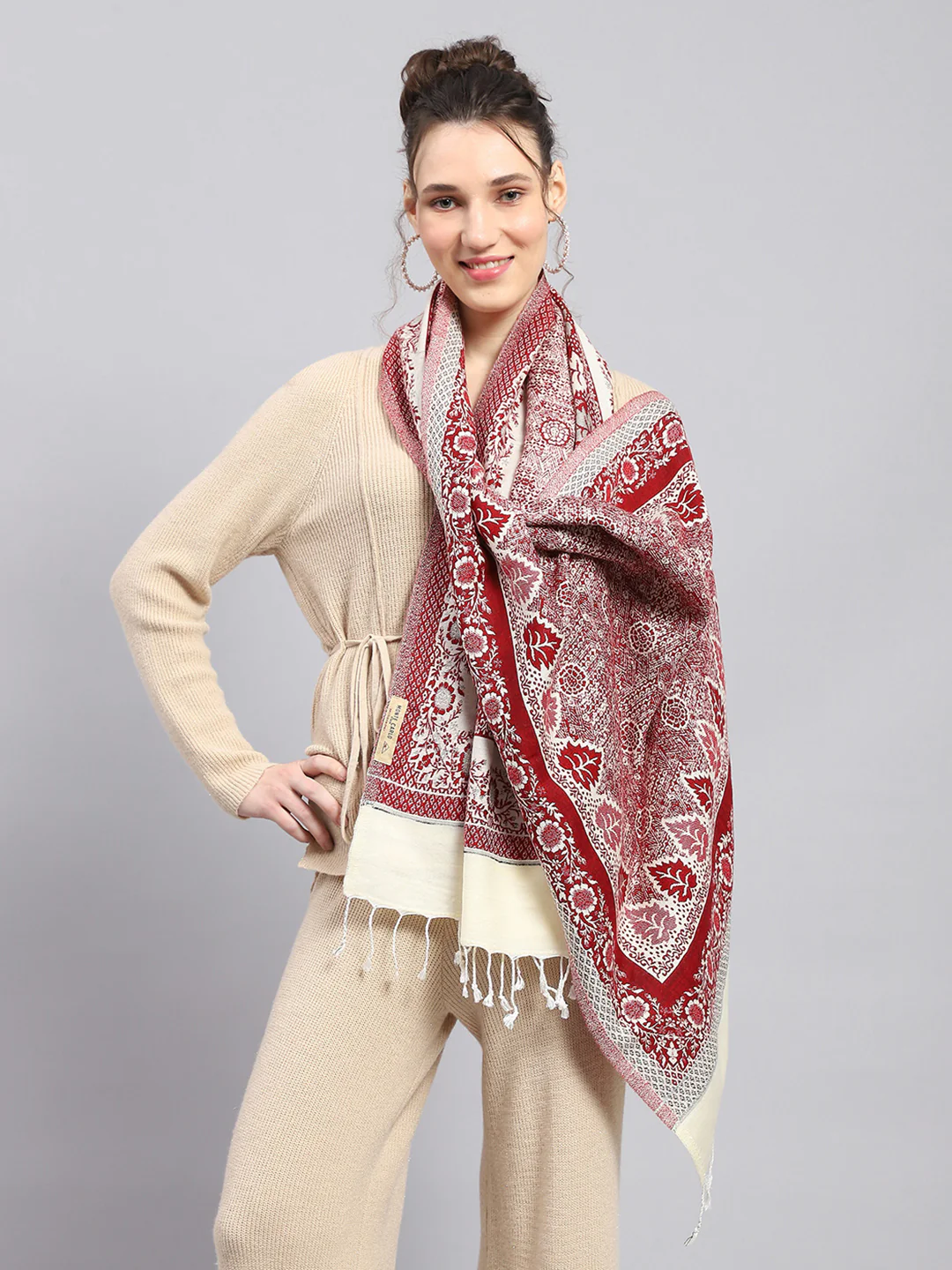Women Multicolor Self Design Stole - Image 3