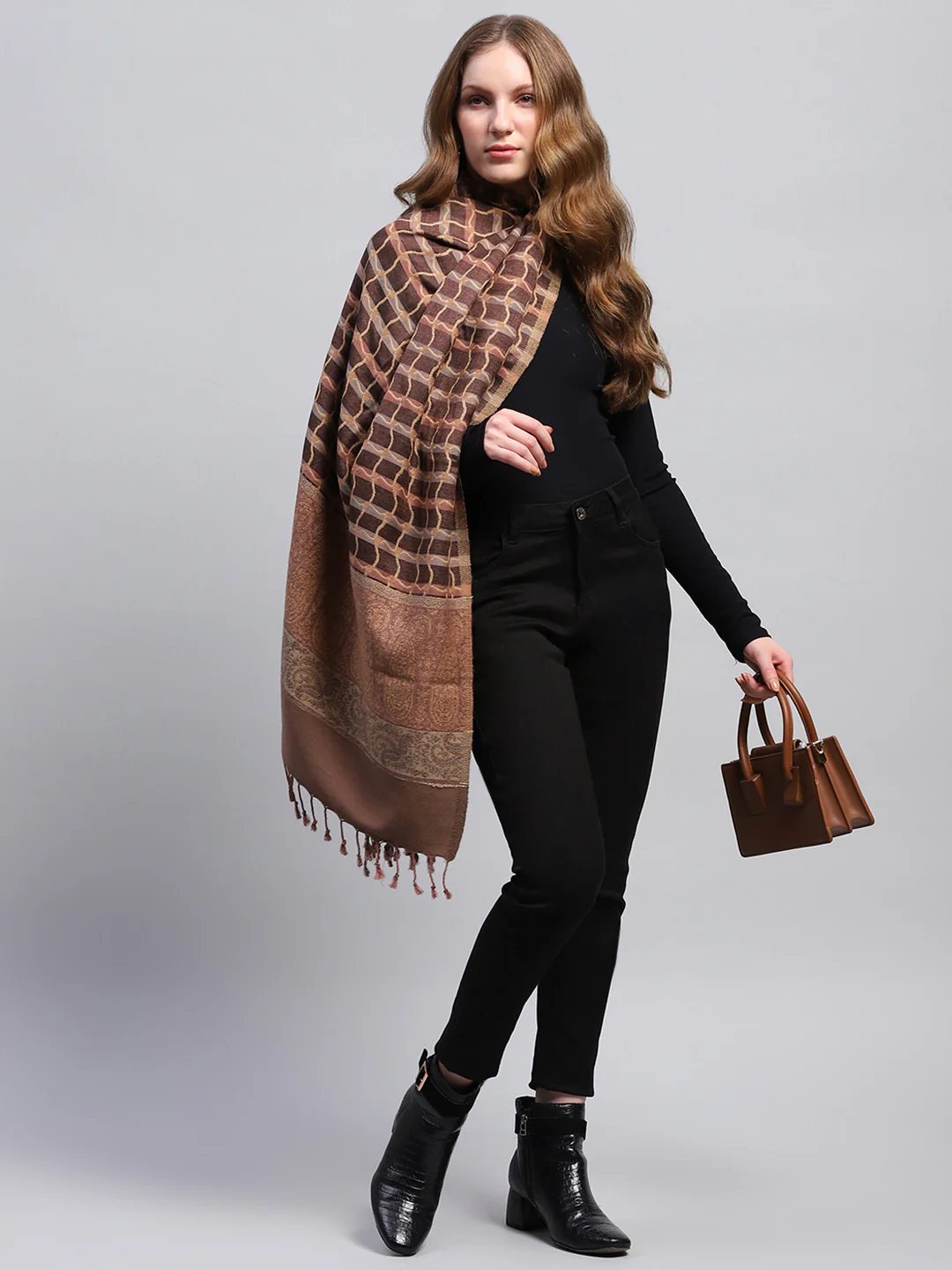 Women Multicolor Self Design Stole - Image 2